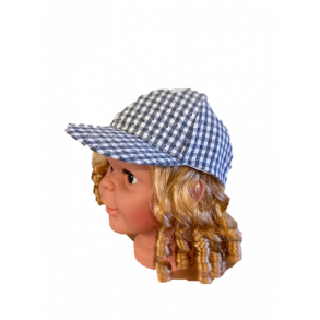 Sommercap til b�rn - gr�/hvid