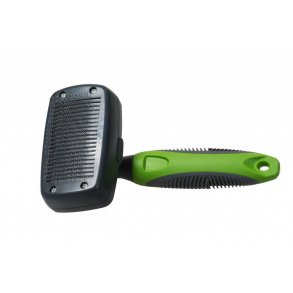 Pels-og uldbrste/karte med trykknap