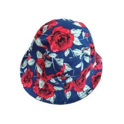 Bllehat - solhat - med blomstertryk - vendbar