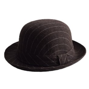 Bowler hat til damer - brun med striber