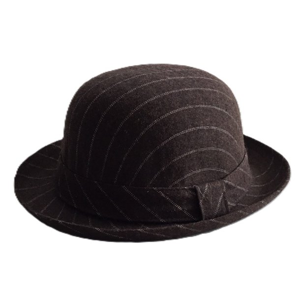 Bowler hat til damer - brun med striber