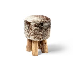 Fellhof rund skammel i naturtr - fs i to farvekombinationer