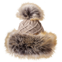 Strikhue med kunstpels