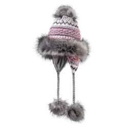 gr Strikhue til dame med lyserdt mnster