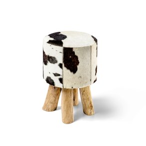 Fellhof rund skammel i naturtr - fs i to farvekombinationer