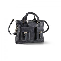 Dokument-computer og skoletaske i koskind