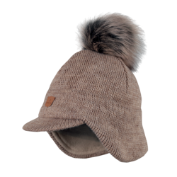 Smart strikhue med revarmer og kvast i kunstpels - model Juno