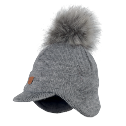 Smart strikhue med revarmer og kvast i kunstpels - model Juno